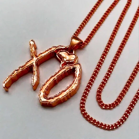 Medium 18K Rose Gold Plated Short XO chain - Picture 1 of 8